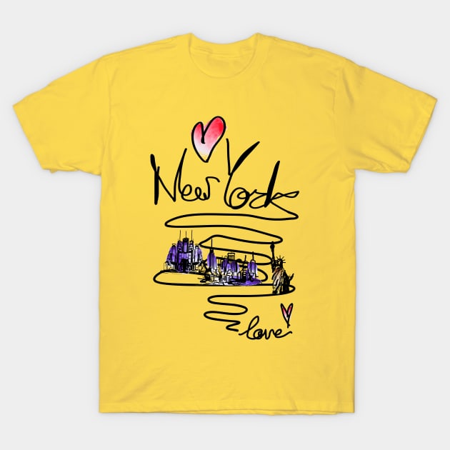 Love New York T-Shirt by CindyS